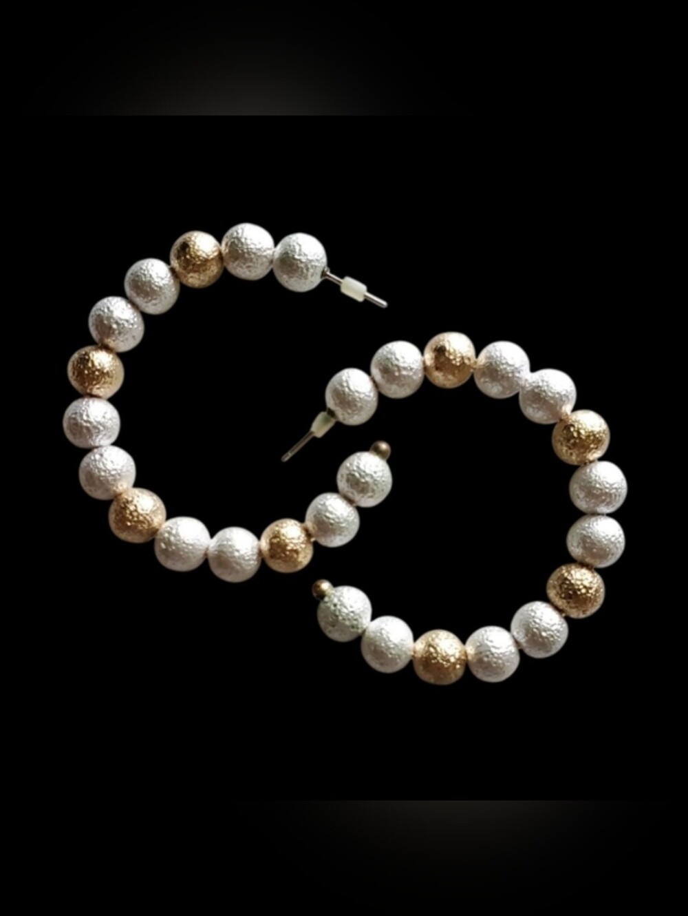 Elegant Gold and Silver Beaded Hoop Earrings